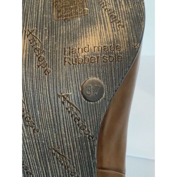 Antelope 651 Hi Side Cut Striped Heel Ankle Boot Leather Bootie Tan Boho 37/6.5 - Picture 15 of 16